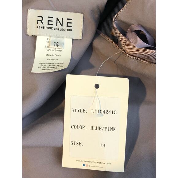 Rene Ruiz Women's Purple Blue Tie Waist Gown Dress Size 14 - Picture 4 of 5